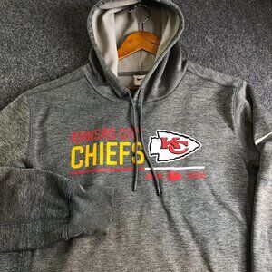 Nike Kansas City Chiefs Hoodie Mens Large Gray NFL DriFit Pullover Graphic